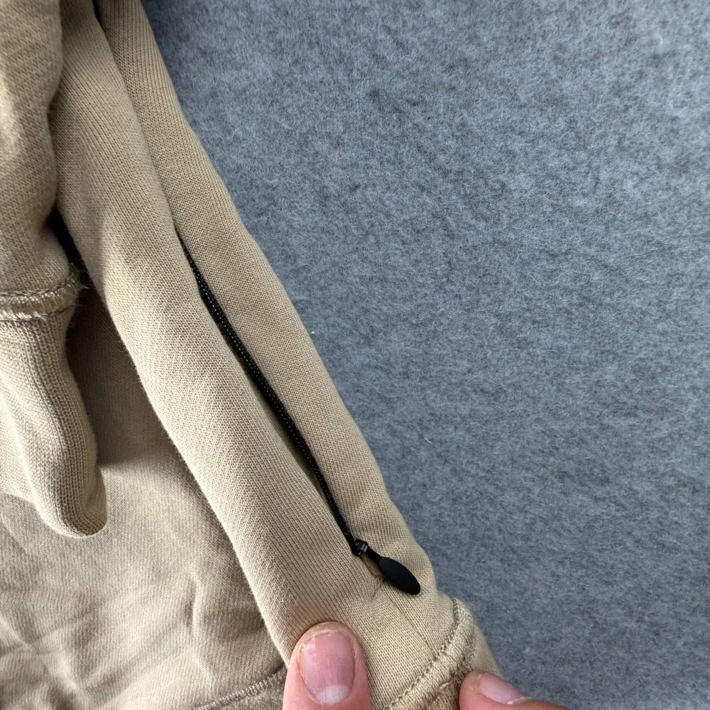 Banana Republic Mens Small Khaki Tan Cotton Blend Raglan Pullover Hoodie Pocket